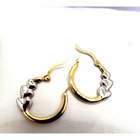 14K REAL GOLD Super Light Hollow Hearts Hoop Earrings - Picture 8 of 12